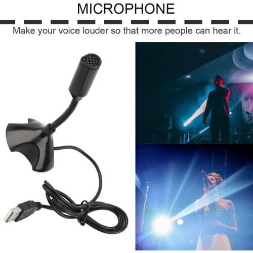 Black Universal USB Stand Mini Microphone Desktop Microphones MicFor PC Desktop Laptop Notebook Speech