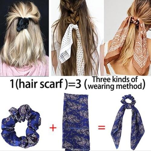 Floral Leopard Streamers Bow Hair Bands Scrunchies For Hair Scarf Elastic Boho Hair Rope Ties Hair Accessories Korean Hot sale