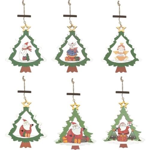 1pc Wooden Christmas Tree Hanging Pendants Xmas Tree Ornament Hanging Decor Christmas Decorations For Home Navidad Noel 2022