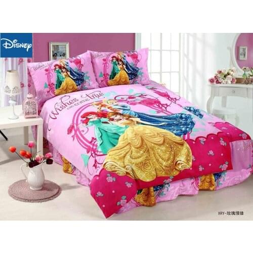 Disney single size bedding set for girls bedroom decor duvet covers 135x200cm bed twin flat sheet 2-4 pcs princess home textile