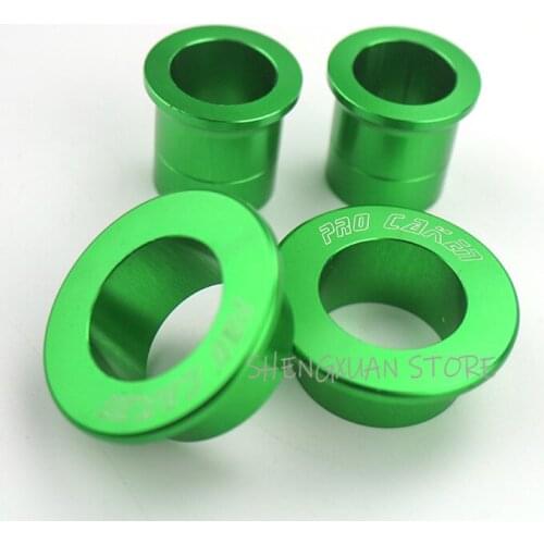 Free shipping CNC Billet Aluminum Green Front & Rear Wheel Hub Spacer Kit For Kawasaki KX125 KX250 KX250F KX450F Dirt Bike Motoc