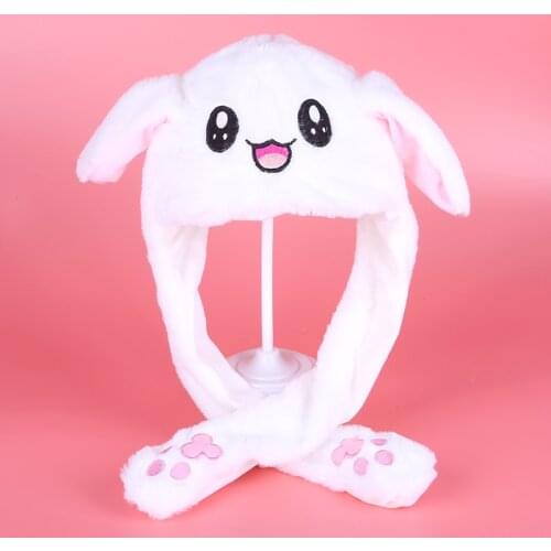 Rabbit Hat Moving Ears Cute Cartoon Toy Kawaii Cuties Funny Hat Birthday Gift Bunny Plush Cap Winter Hat For Kids Girlfriend