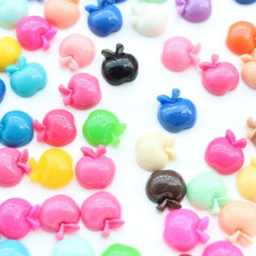 50pcs mix color Kawaii Apple Mini Flat Back Cabochons Resin FlatBacks,little cabs decoden kitsch