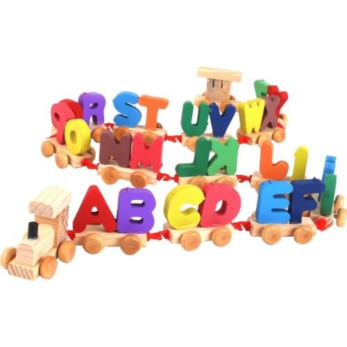 Wooden Train Set Alphabet Wood Letter Preschool Kids Toddler Educational Toy