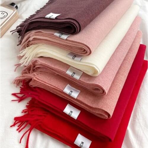 New Men Scarf Winter Warm Solid Color Soft Cashmere Scarves Shawls And Wraps Bandana Female Foulard Tassel