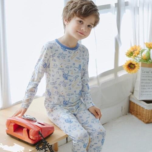 Boys Dinosaur Clothes Girls Long Sleeve Pajamas Set Sleepwear Pyjamas Kids Nightwear Childrens Clothing Pijamas 2 4 6 8 10 12T