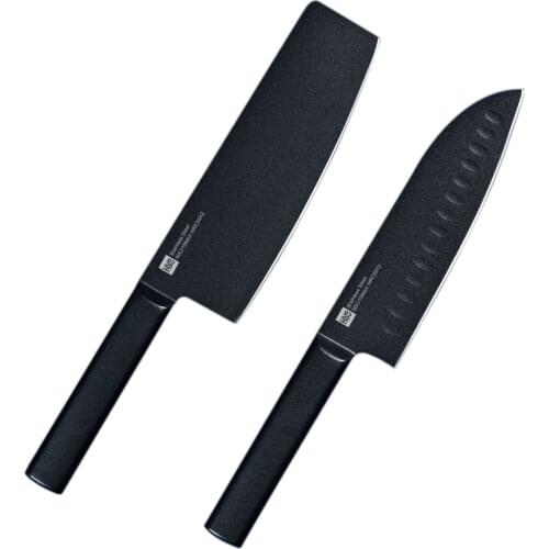 Original 2Pcs Huohou Kitchen Knife Non-Stick Stainless Steel Knives Cook Set 7 Inch Material 50Cr15MoV HRC 55 Chef Knife