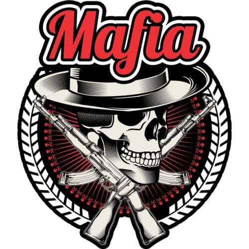 Mafia boss two crossed AK symbol skull sticker decals #04006