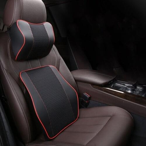 Car Pillow Headrest Neck Pillow Lumbar Back Support Cushion Memory Foam Breathable Waist Car Seat Cushion Auto Accessories Relax