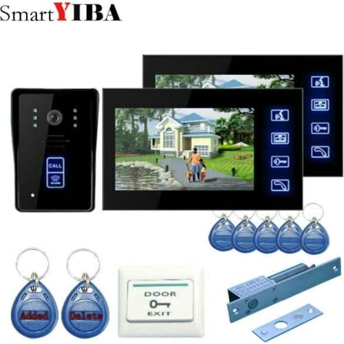 SmartYIBA Video Intercom Doorbell 7''TFT LCD Wired Video Door Phone System for home Indoor Monitor Support Unlock