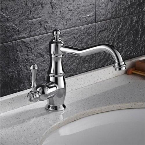 Basin Faucets Basin Mixer Sink Faucet Bathroom Water Mixer Silver Brass Finished Tap Water Faucet Deck Mount Torneira