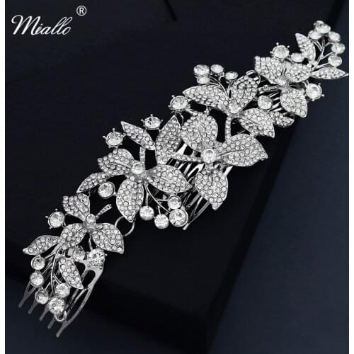 Miallo Rhinestone Hair Combs Clips for Women Bridal Wedding Hair Accessories Party Bride Headpiece Jewelry Bridesmaid Gift
