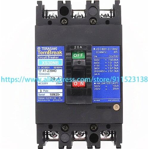Tajima Embroidery Machine Spare Parts Genuine Inverter Circuit Breaker Main On Off Switch 20 A TERASAKI TemBreak XS30NB
