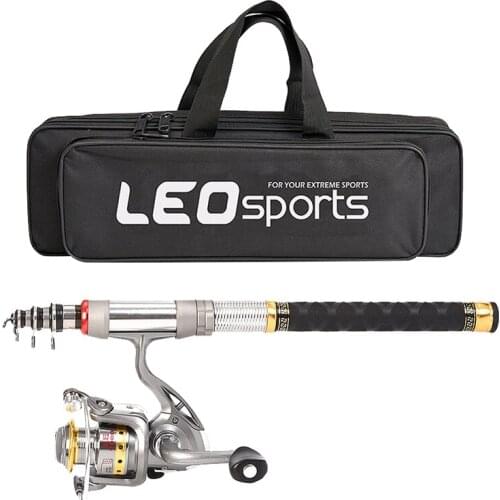 Leo Telescopic Fishing Rod And Reel Combo Full Kit Spinning Fishing Reel Gear Organizer Pole Set