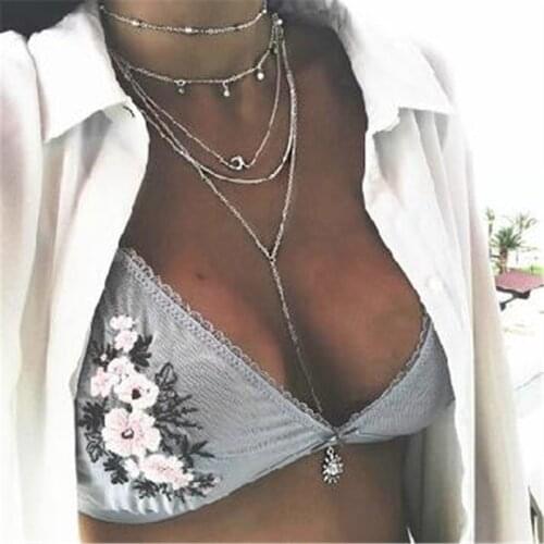 Trendy Fashion Smile Sun Wave Multi layer Choker Necklace Woman Sliver Beads Collar Layered Pendants Necklaces for Summer Beach
