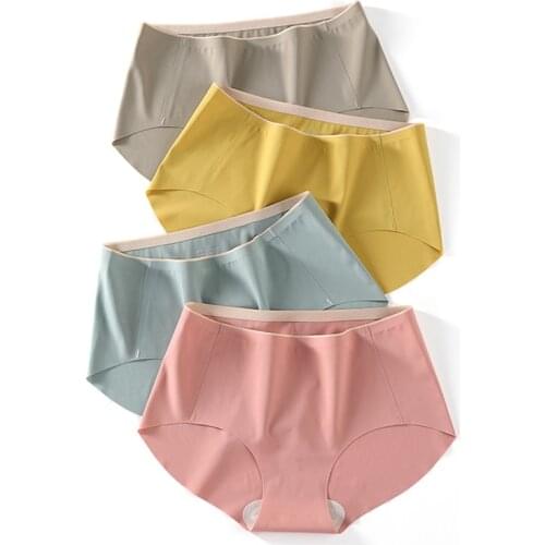 Sexy Woman Panties Ice Silk Seamless Briefs New Cotton Underwear Mulberry Silk Antibacterial Underpants Dropshipping 3 Pcs/set