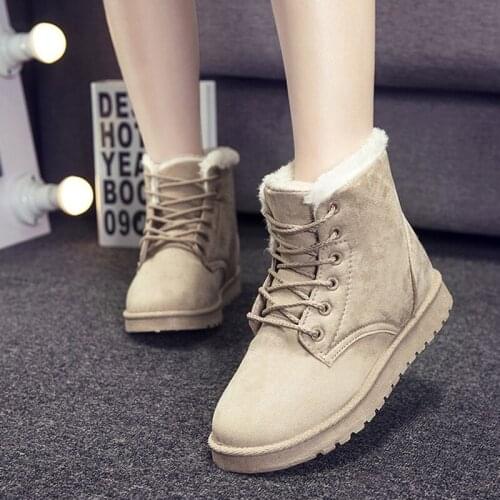 Women Boots 2020 Winter Snow Boots Plus Size Platform Lace Up Ladies Womens Shoes Warm Flock Fur Ankle Boots For Female Botas