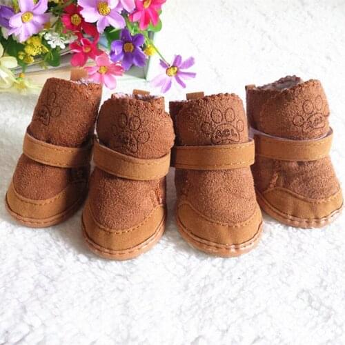 4Pcs/Set Winter Pet Warm Shoes Thick Snow Dog Shoes Non-Slip Puppy Cats Warm Plush Boots For Chihuahua Teddy Pet Products S-Xxl