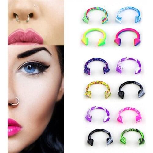 10pcs Fashion Fake Septum Titanium Nose Ring/Lip nail colorful Body Clip Hoop For Women Septum Piercing Clip Jewelry Gift