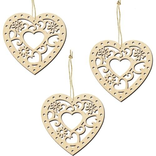 10pcs Christmas Wooden Pendants Ornaments DIY Wood Crafts Xmas Tree Ornaments Christmas Party Decorations Kids Gift