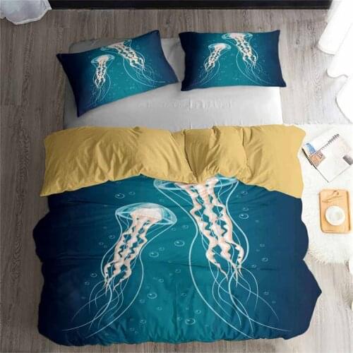HELENGILI 3D Bedding Set Jellyfish Print Duvet Cover Set Lifelike Bedclothes with Pillowcase Bed Set Home Textiles #SM-07