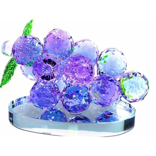 3D Crystal Clear Grape Figurine Paperweights Fruit Ornaments Wedding Gifts Decoration Home Office Decoration