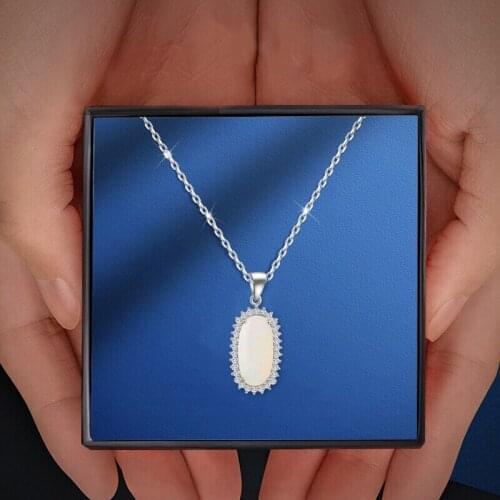 5.14g New Statement Jewelry Stamped stamped silver jewelry Fashion Jewelry White Fire Opal pendants fine jewelry OP594