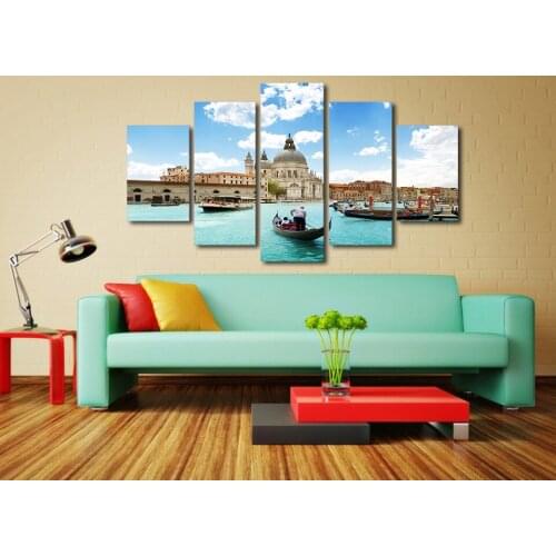5 Panel Basilica Di Santa Maria Della Water City Painting Canvas For Home Room Framework Decor Print Poster Canvas Painting