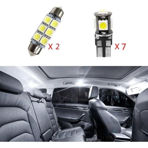 9pcs Car LED Light for Skoda Superb ,White Auto Interior light Bulbs for Skoda Superb Dome Reading Lights