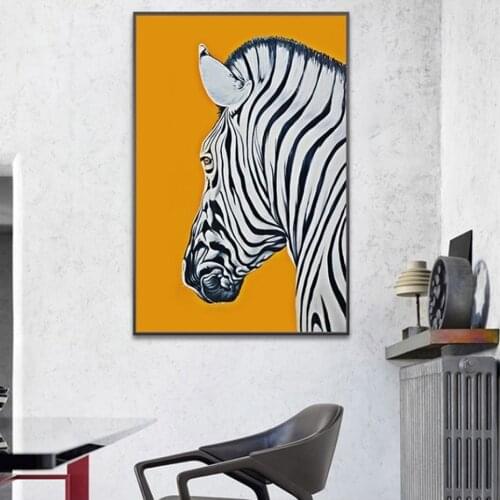 Abstract Zebra Animal Orange Backboard Canvas Painting Posters and Prints Pictures Wall Art for Living Room Home Decor