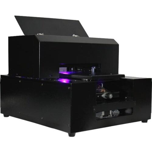 Factory promotion LED automatic a4 uv led flatbed printers small RIP software white and color print one pass included