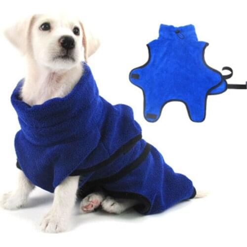 2019 Dog Bathrobe Warm Dog Clothes Super Absorbent Drying Towel For Golden Teddy Blue Bath Towel Pet Supplies XS-XL
