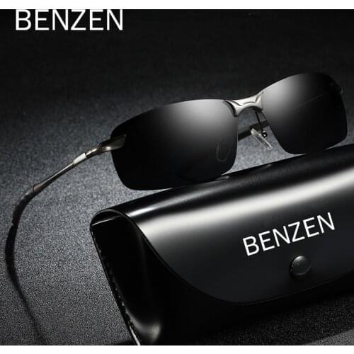 BENZEN Alloy Polarized Men Sunglasses Rimless Design Driving Sun Glasses Male Goggles UV400 9560