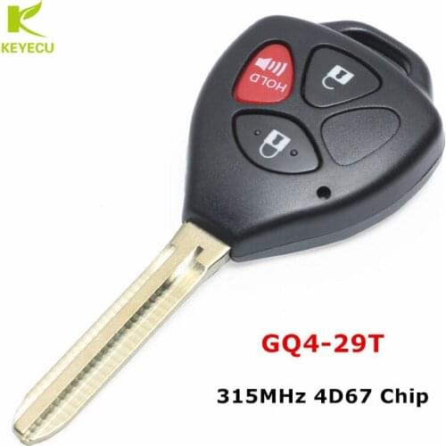 KEYECU New Uncut Remote Key Fob 3 Button 315Mhz 4D67 for 2009-2010 Toyota Matrix Pontiac Vibe FCC ID: GQ4-29T, GQ429T