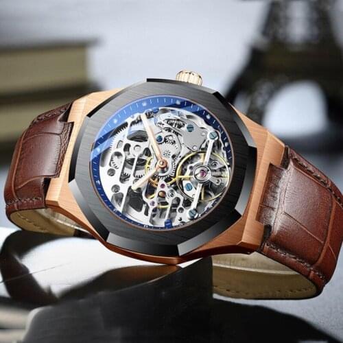 AILANG Stainless Steel Large Dial Black Mens Watch Automatic Mechanical Tourbillon Waterproof Luminous Atmosphere Luxury Watch