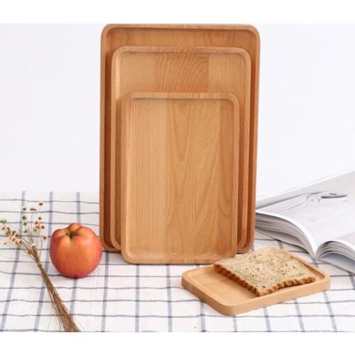 Wooden Rectangular Serving Tray Cake Snack Candy Platter Food Fruit Dessert Holder Storage Tray Tableware
