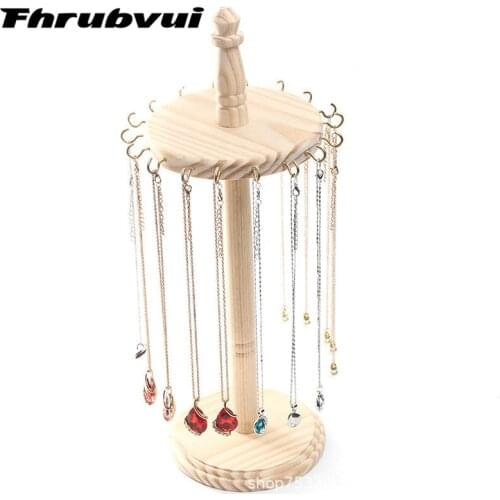 Wood Jewelry Display Stand with Hooks for Exhibition Necklace Earrings Bracelet Bracelet Holder Necklace Rack Showcase Jewelry
