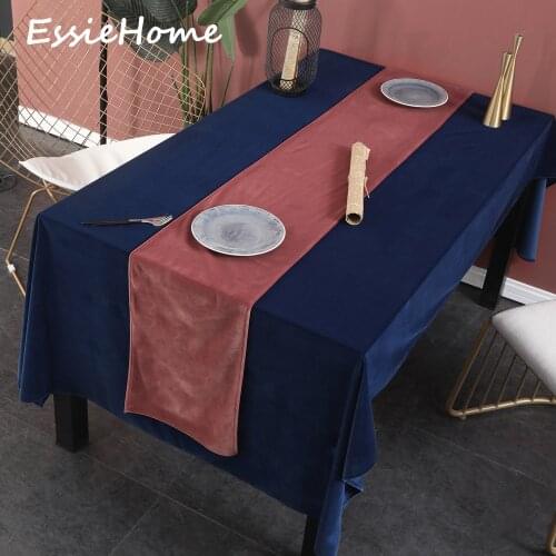 ESSIE HOME Rose Pink Single Side Matte Velvet High End Table Runner Wedding Decoration Placemat