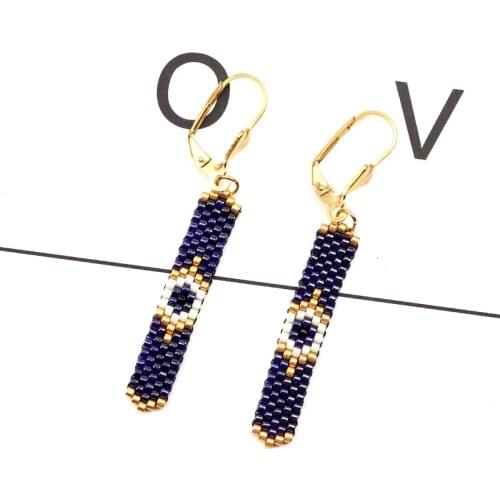 FAIRYWOO Handmade Beaded Earrings For Women Fashion Dresses Earring Party Gifts Royal Blue Jewerly Lake Blue Eye Drop Earring