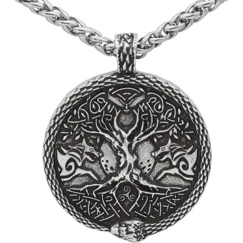 Hot Tree of Life Metal Alloy Round Pendant Necklace Vintage Gold Silver Color Men Women Leaf Branch Jewelry Gifts Dropshipping