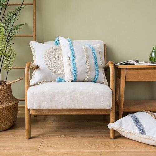 Cotton thread woven tassel pillowcase modern simple pillowcase office chair cushion cover cojines decorativos para sofa