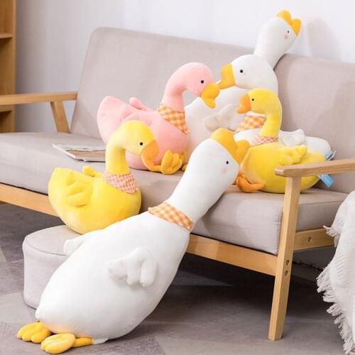 30cm-70cm Cute White Goose Plush Toy Stuffed Animal Soft Plushie Lying Goose Pillow Doll Toys for Kids Girls Gift Home Decor