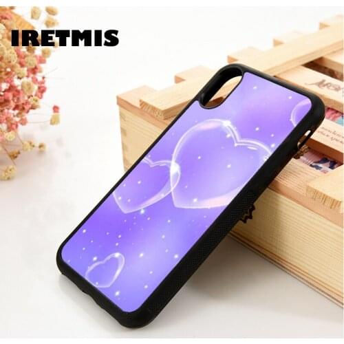 Iretmis 5 5S SE 6 6S TPU Silicone Rubber Phone Case Cover for iPhone 7 8 Plus X Xs 11 12 MINI Pro Max XR Bubble Heart Purple