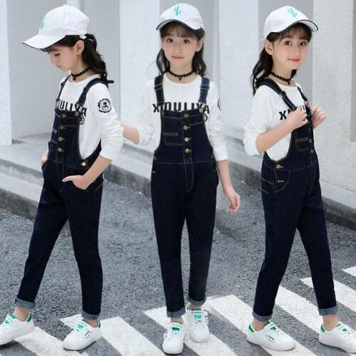 New Spring Autumn Jumpsuit For Girls Kids Denim Pants Kids Jumpsuit Clothes Baby Girl Overalls Teenage Girls Jeans Overall T151