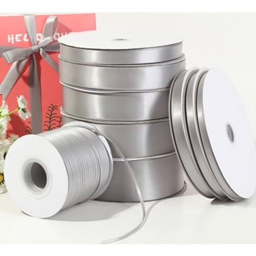 25Yards/Roll Silver Grosgrain Satin Ribbons for Crafts Wedding Christmas Party Decor DIY Bow Ribbon Card Gifts Wrapping Supplies