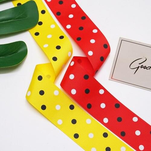 38mm Polka Dots Printed Grosgrain RibbonS bow gift wrapping