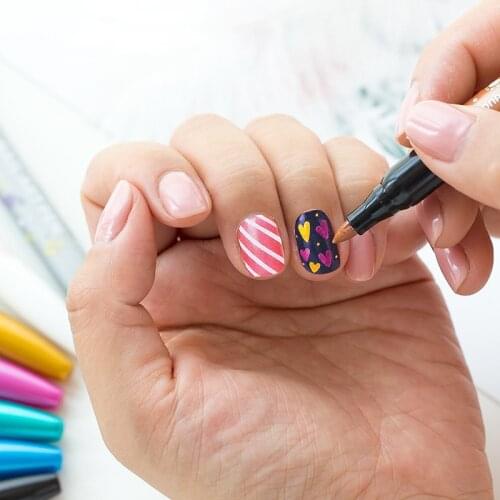 8 Color Nail Art Marker Pen Monami 1.7mm Fine Non-permanent Home DIY Marker Paint Decoration Korean Stationery Girl Gift F472