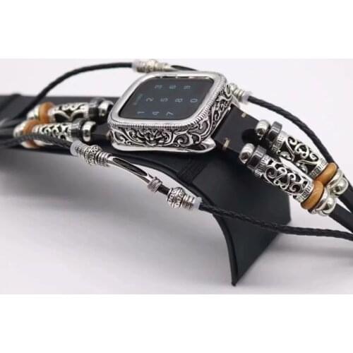 Vintage flower-shaped metal case strap for Apple Watch Bands 38mm/42mm/44mm/40mm Domineering metal Strap for iwatch series 432