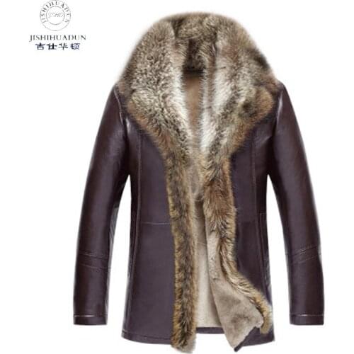 Mens Genuine Leather Real Mink Fur Coats Jackets Parkas Furry Warm Winter Long Plus Size S-5XL New 2021
