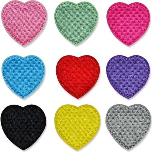 New Red Embroidered Pink Heart-shaped Patches Iron on Small Love Heart Stickers DIY Fabric Appliques for Baby Girls Clothes